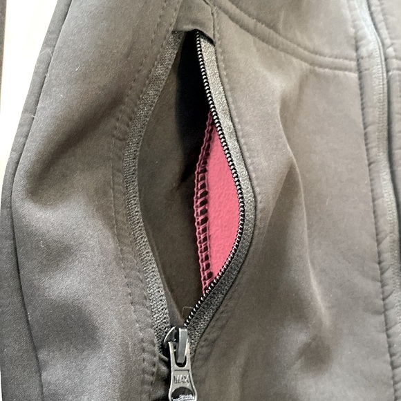 Black Spring Jacket with pink lining Girls size small (7-8) - Picture 2 of 8